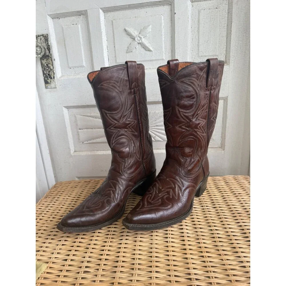 Vintage 80's Texas Brand Mens Western Boot Size 10D Leather - Picture 1 of 16